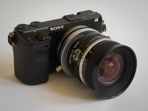 Nikon Nikkor 20mm/2.8 AI-s on Sony NEX-7 (tilted left) Nikon Nikkor 20mm/2.8 AI-s on Sony NEX-7 (tilted left)