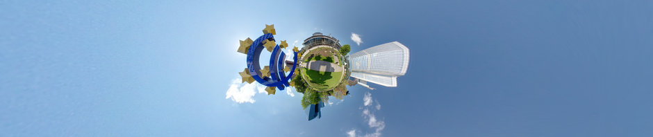 Reprojected Euro Symbol near European Central Bank