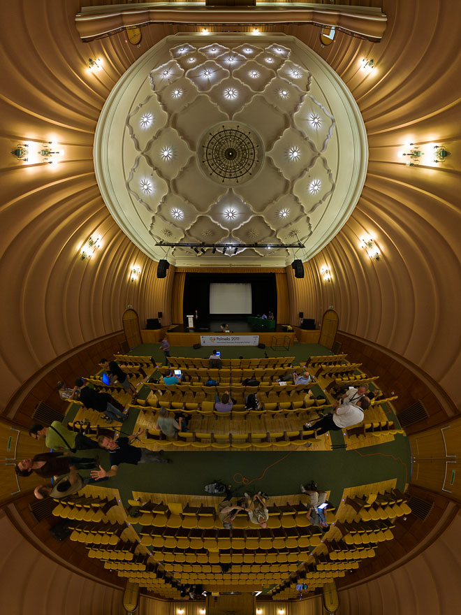 This image is a reprojected version of the panorama in the center of Cine-Teatro São João. It was reprojected with the transverse Mercator projection.