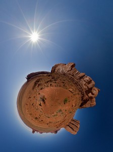 Reprojected view of Monument Valley near Cly Butte