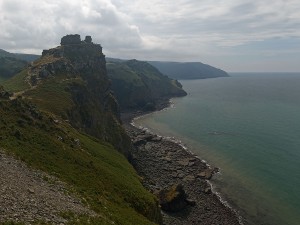 Stitched panorama from 20 source images (only with global exposure set in raw converter) Castle Rock near Lynton (Devon, England)