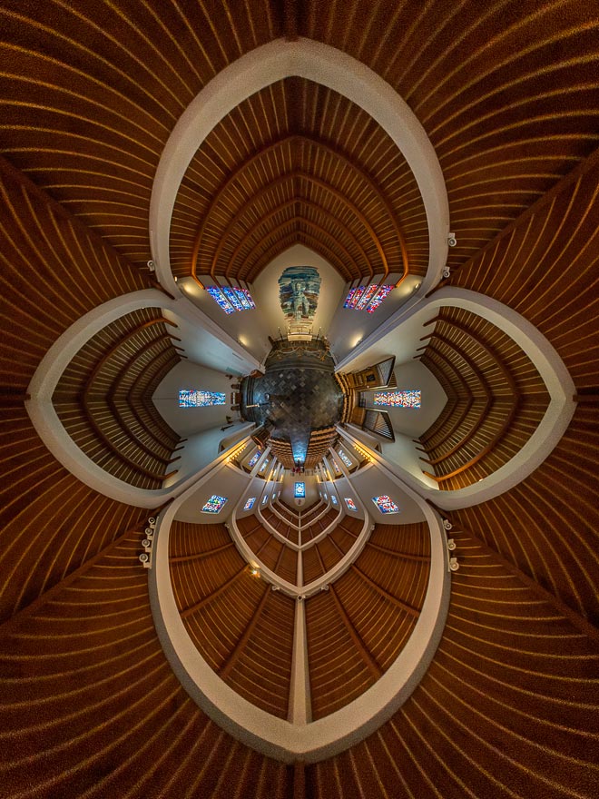 Reprojected spherical panorama inside Skálholtdómkirkja