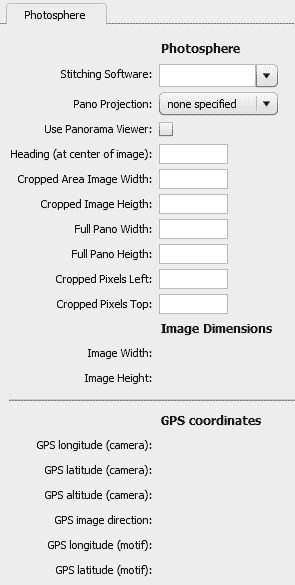 Custom file info panel within Photoshop CC, unpopulated
