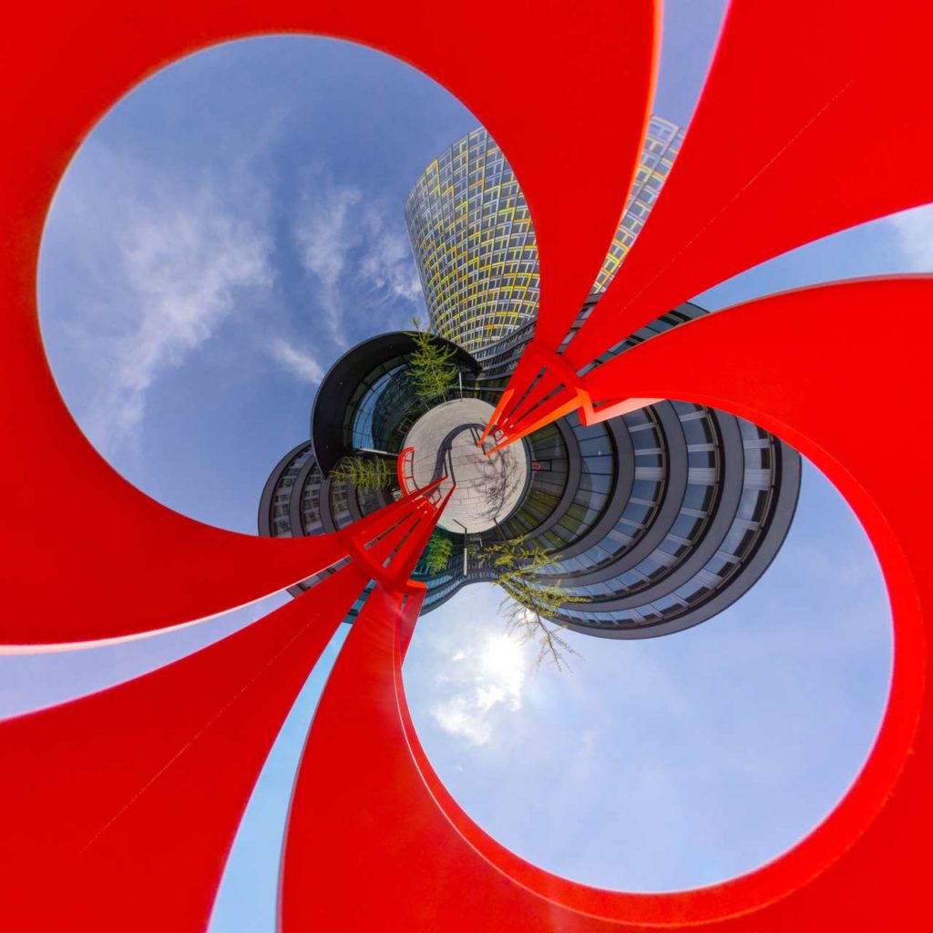 ADAC Headquarters Courtyard - Red Bench Little Planet