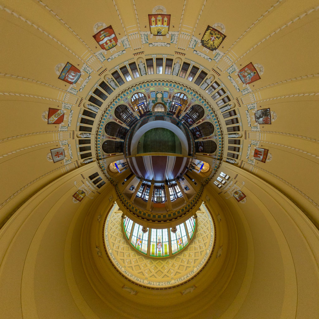 Prague Main Station Entrance Dome - Stereographic Down